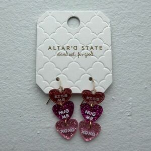 Altar'd State Pink and Purple Heart Earrings